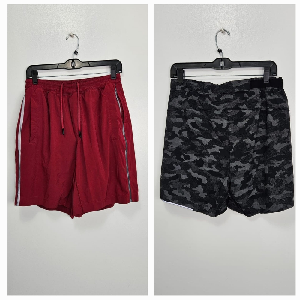 Men's Red and Gray Camo Lululemon  Shorts Set Of Two